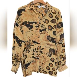 Dorman Silk Animal Print Blouse Size XL